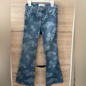 Abercrombie Kids Floral Blue Flare Jeans Sz.  9/10 girls
